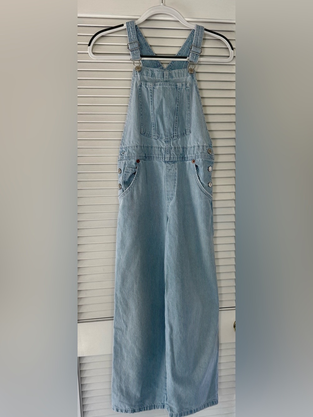 Zara Girls Pinstripe Denim Overalls